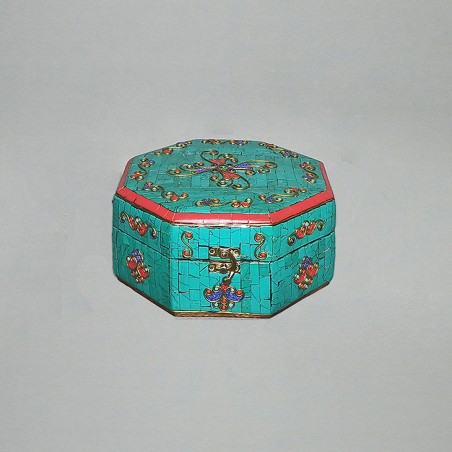 Stone inlaid octagonal jewellery box,ront