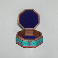 stone inlaid jewellery box, open