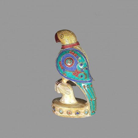 stone inlaid parrot, facing left
