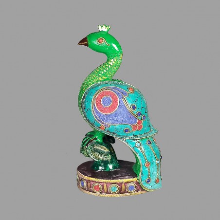 Stone inlaid peacock,facing left