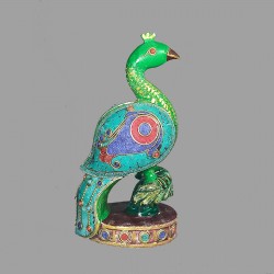 Stone inlaid peacock,facing right