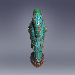 stone inlaid family parrot, back view