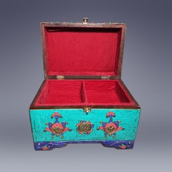 stone inlaid incense box, open